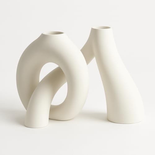 Modern Abstract Knot Vase – Minimalist Sculptural Decor Abstract Knot vase Living Room, Entryway, Office Nordic Aesthetic Centerpiece for Dried Flowers, Pampas Grass & Home Styling (White) - color: White