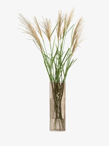 LSA International Wicker Taupe Tall Vase 15.75”, Luxury Modern Decorative Mouth Blown Glass Flower Holder with Textured Finish - size: 15.75