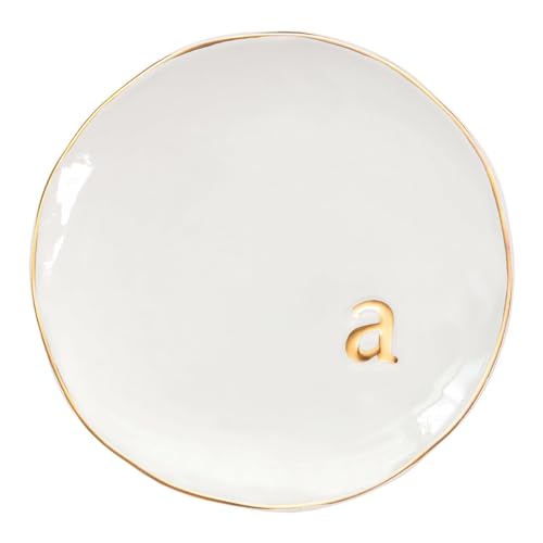 COLLECTIVE HOME - Ceramic Jewelry Tray, Decorative Trinket Dish for Rings Earrings Necklaces Bracelet Watch Keys, Birthday Mother's Day Christmas Gift for Women, 4.75", Glossy (a) - color: A