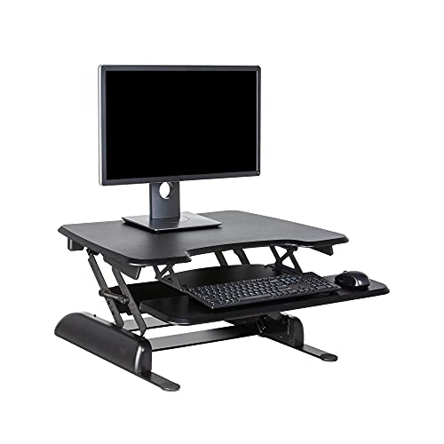 Vari - VariDesk Essential 30 - Two-Tier Standing Desk Converter for Home Office - Adjustable Sit Stand Desk with 11 Height Settings - Standing Desk Riser for Monitor & Accessories - 30" Wide, Black - size: 30"