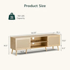 TV Stand for TVs up to 60 Inch, Modern Entertainment Center with Storage, Media Console Table with 2 Cabinets & Shelves, Wooden TV Stand for Living Room Bedroom, Natural - color: Natural
