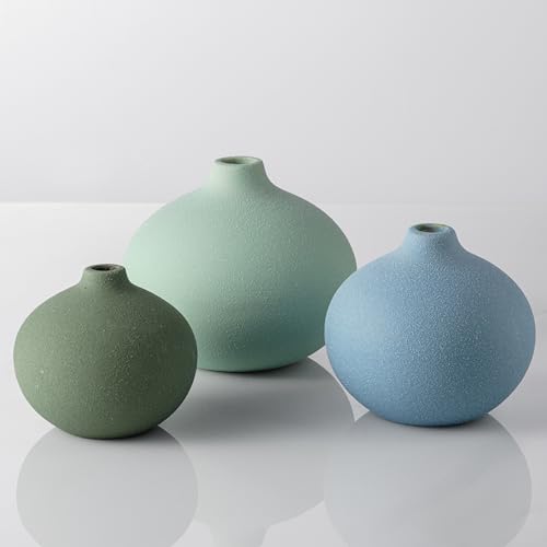 Ceramic Vase Set of 3, Mini Flower Vase for Home Decor, Modern Vase, Small Flower Vases for Dining Table Centerpieces,Living Room,Shelf,Mantel and Entryway Display - color: Multicolor-02