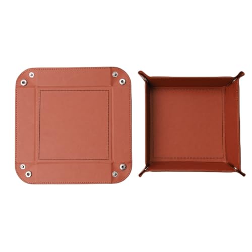siduater Valet Tray Desktop Storage Organizer – Vegan Leather Catchall Tray Bedside Vanity Tray Nightstand Caddy Holder for Remote Controller, Watch, Keys, Phone, Wallet, Coin, Jewelry, Brown - color: Brown