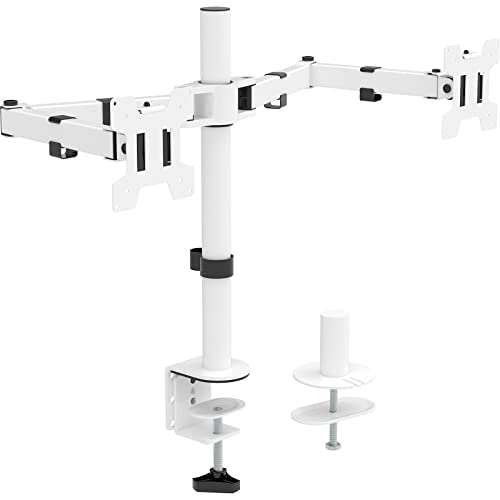 Mount Stand Fits 2 Screens up to 27 inch, 22 lbs. Weight Capacity per Arm (M002-W), White - color: White, size: Dual