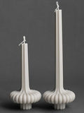 LAWA Set of 2 Pumpkin Base Candle - Beautiful Handmade Pillar Unscented Soy Wax Elegant Aesthetic Vase Candle Housewarming Gift Home Room Shelf Decor Idea White - color: White
