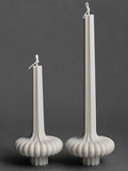LAWA Set of 2 Pumpkin Base Candle - Beautiful Handmade Pillar Unscented Soy Wax Elegant Aesthetic Vase Candle Housewarming Gift Home Room Shelf Decor Idea White - color: White