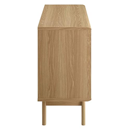 Modway Render Mid-Century Modern Two-Tier Display Stand in Oak - color: Oak