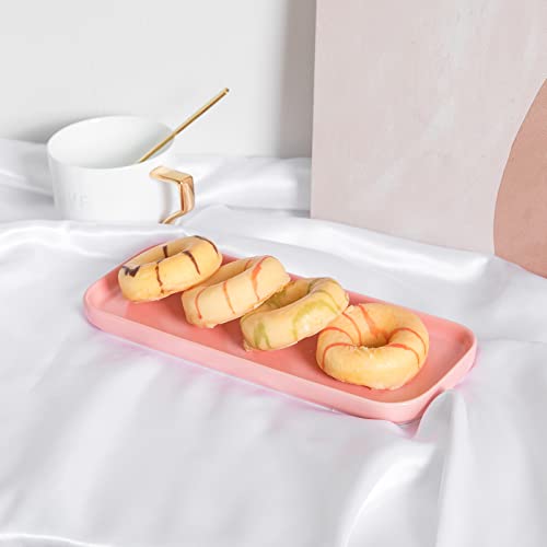 Ceramic Bathroom Tray,Kitchen Sink Organizer Tray,Cosmetics Holder (Pink) - color: Pink