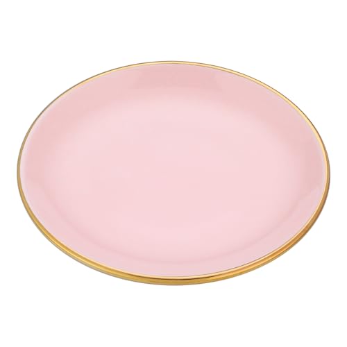 VanEnjoy 5.3 Inch Jewelry Dish Tray Small Jewelry Tray for Women Pink Ceramic Trinket Dish Catch All Tray for Ring Earring Necklace Bracelet Key - color: Pink