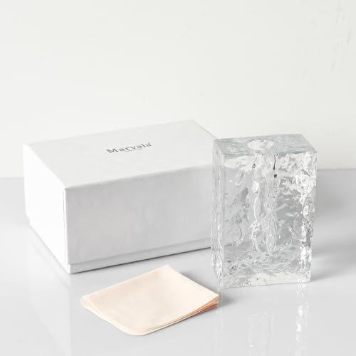 Crystal Flower Vase with Glacial Texture,Heavy Duty Large Clear Vase for Dining Table Kitchen Office Home Shelf Display Wedding Living Room Centerpieces - color: M-cv267-s