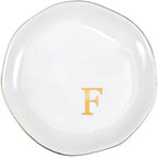 ProCase Ceramic Jewelry Tray, Initial Ring Dish Trinket Plate Engagement Gift, Small Personalized Monogram Ring Bowl for Wedding, White Decorative Jewelry Holder for Women Vanity -Letter F - style: F
