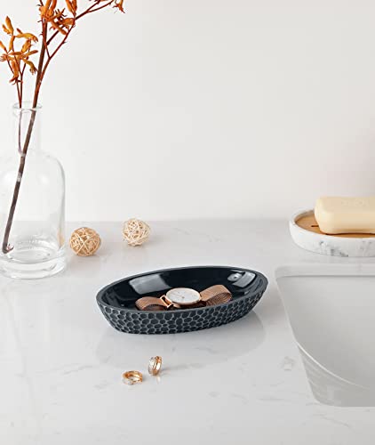 Emibele Jewelry Dish, Honeycomb Resin Ring Holder Jewelry Tray Key Bowl Decorative Trinket Dish for Vanity Entryway Table Home Decor, Gray - color: Gray
