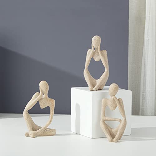 KITCISSL Home Decor Thinker Statue Abstract Art Figure Sculpture Decorative Ornaments Modern Resin Statues Geometric Design for Living Room, Bedroom, Office Desktop, Cabinets (Color : Right S) - color: Right S