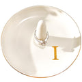 Ceramic Initials Jewelry Tray Ring Dish With Personalized I-Monogrammed Engagement Wedding Gifts, for Birthday Mother's Day for Women, Ceramic White 4.7" x2.4" - style: I