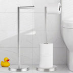 Marmolux Acc - Free Standing Toilet Paper Holder Stand Brushed Steel Finish 1pc - Storage for 4 Rolls of Toilet Tissue SUS 304 Stainless Steel Bathroom - Toilet Holder - color: Steel Brushed