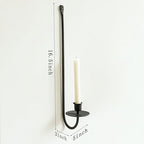 Metal Wall Candle Sconce Holder Set of 2 Wall Mount Candle Holders Modern Wall Candle Sconces Hanging for Living Room Farmhouse Fireplace Wedding 16.5"×5"×3" (Black) - color: Black