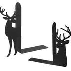 Geelin Reindeer Metal Bookends Set of 2 Black Reindeer Head Christmas Book Ends for Shelves Elk L Shaped Book Organizer for Desk Organizer Deer Lovers and Reading Enthusiasts - style: Christmas Reindeer