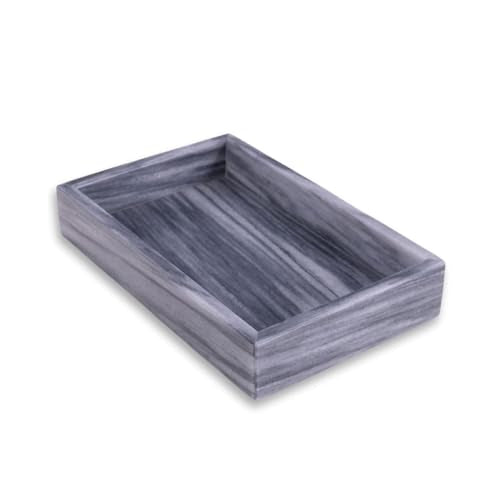 Bey-Berk Ezra Carrera Genuine Marble Guest Towel Tray (Grey), 9" x 5.75" Bathroom Counter Organizer, Sculpted Marble Luxury Accent - color: Gray