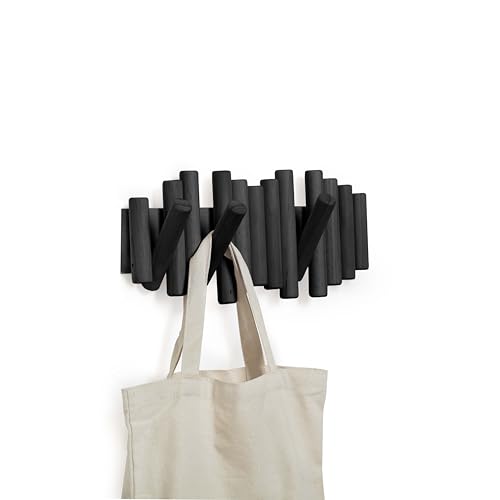 Umbra Picket Rail Hook for Entryways, Black (Pack of 3) - color: Black, size: 5-Hook (Pack of 3)