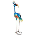 DREAMSOUL 30" Tall Bird Garden Statues Metal Standing Bird Outdoor Statues, 3D Funny Statue for Garden Patio Lawn - color: Blue