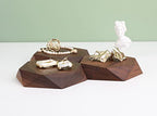 GemeShou 5pcs Wood Jewelry Tray Hexagon Display Riser Stand Set, Retail Jewelry Shop Display Riser【Walnut Hexagon 5pcs Large】 - size: Big