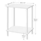 HOOBRO End Table, Small Side Table, Nightstand with 2-Layer Storage Shelves, Sofa Table for Small Spaces, Living Room, Bedroom, Stable Frame, Easy Assembly, White WW09BZ01 - color: White