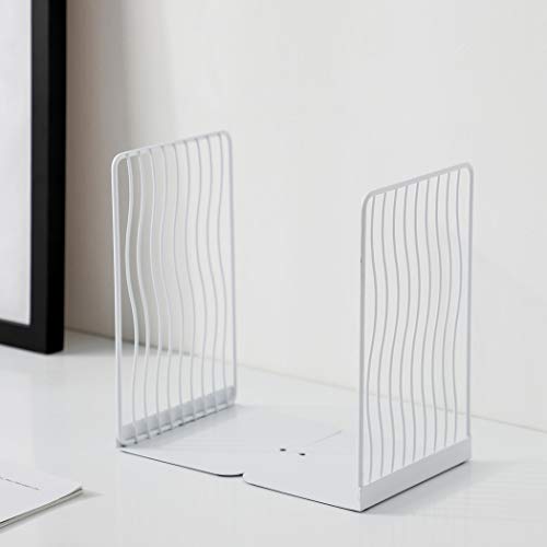 Minimalist Style Bookends Metal Adjustable Books Holder Stand Book Rack Desk Bookend - Curve, White - color: Curve, White