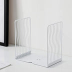 Minimalist Style Bookends Metal Adjustable Books Holder Stand Book Rack Desk Bookend - Curve, White - color: Curve, White