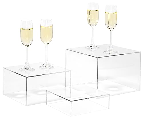 Red Co. Set of 3 Crystal Clear Acrylic Cube Display Nesting Risers with Hollow Bottoms, Transparent - 2 Pack - color: Clear, size: 6",7",8" - 2 pack