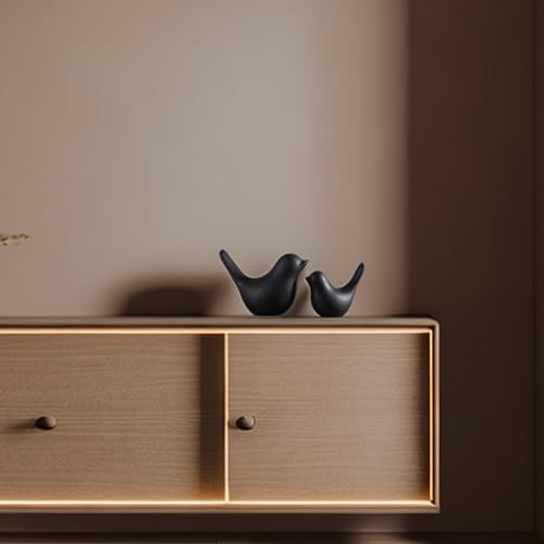 Small Animal Statues, Black Bird Figurines Home Decor, Modern Home Decorative, Ceramic Decor for Office Desktop, Bookshelf, Bedroom, Living Room, Cabinets, Coffee Table(Black 2 Pcs) - color: Black