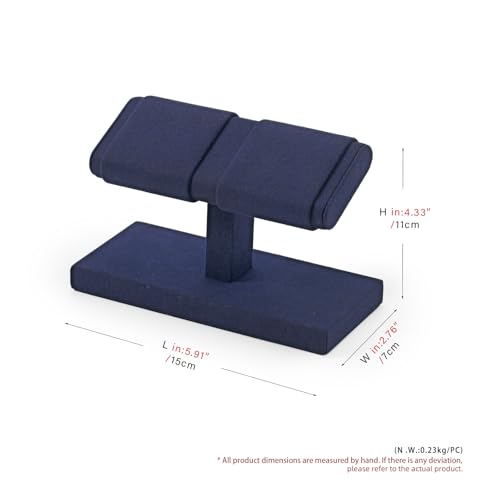 Double Watch Display Stand - Luxury Watch Holder with Soft Microfiber Lining for Jewelry Store, Home Decor & Travel | Compact 6x3x4.3in(Blue) - color: Blue