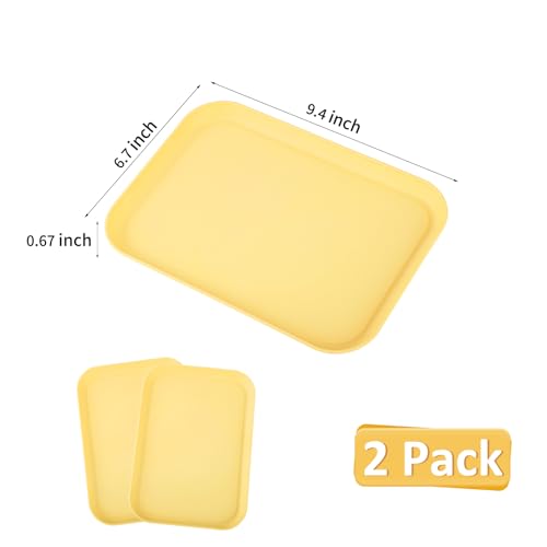 Yellow Plastic Serving Platters and Trays,Serving Dishes for Entertaining,Rectangular Platters for Serving Food, Appetizer Serving Trays for Snacks,Charcuterie,Chips,Candy,Fruit,Sushi - color: Tray-s-2pack-milk Yellow