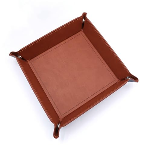 siduater Valet Tray Desktop Storage Organizer – Vegan Leather Catchall Tray Bedside Vanity Tray Nightstand Caddy Holder for Remote Controller, Watch, Keys, Phone, Wallet, Coin, Jewelry, Brown - color: Brown
