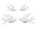 FANWNKI Ceramic Flying Birds Sparrows Wall Mount Hanging Decor White-Set of 4 - size: Set