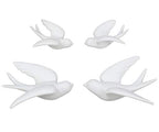 FANWNKI Ceramic Flying Birds Sparrows Wall Mount Hanging Decor White-Set of 4 - size: Set