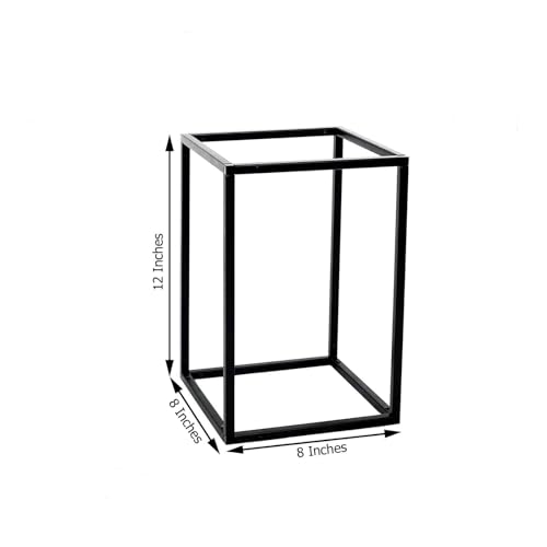 Efavormart 2 Pack Rectangular Matte Black Metal Wedding Flower Stand, Geometric Column Frame Centerpiece 12" - color: Matte Black, size: 2 Pack 12''
