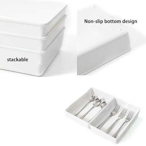 3 Pack White Plastic Drawer Organizer Tray Cutlery Utensil Makeups Drawer Organizers 9" X 6" - size: 3 Pack 9"x6" White Plastic