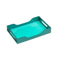 Printworks Lacquered Tray - Swell, L – Large Decorative MDF Piece with Handles for Coffee Table, Ottoman, or Vanity Display, 17.13" x 11.22" (Turquoise/Green)