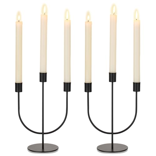 Sziqiqi Modern Candlestick Candle Holders - Matte Black Candelabra Set of 2 for Halloween Taper Candlesticks Holder for Home Decorative Candle Stick Holder for Thanksgiving Formal Events - color: Black, size: 2 Pcs