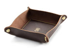 USA Handmade Premium Leather Valet Tray, Folds Flat! Dice Rolling Basket and Organizer with Brass Rivets (Brown Gold, Medium) - color: Brown Gold, size: 5" x 5" x 2"