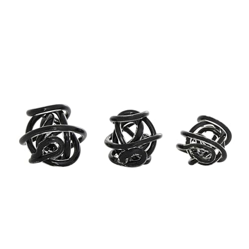 Deco 79 Glass Knot Decorative Sculpture Knotted Ball Home Decor Statues, Set of 3 Accent Figurines 5", 4", 4"W, Black - color: Black
