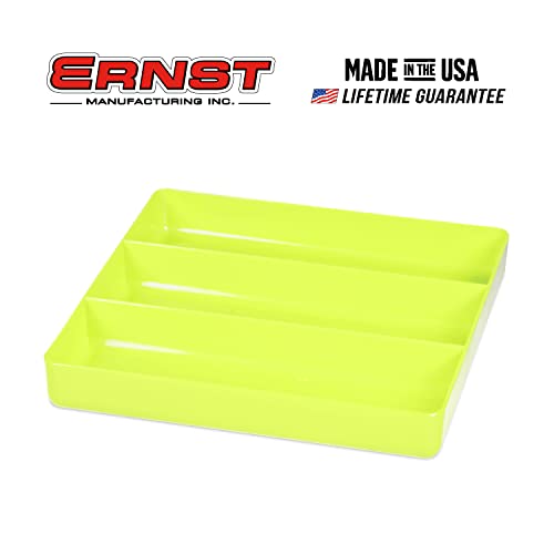 Ernst Manufacturing Toolbox Tray: Stackable Organizer Tray with 3 Compartments - Ideal for Trades, Mechanics, Electricians, Plumbers, Household Use, Hobbies - Heavy Duty - Made in the USA - color: Hi-Viz, size: 3-Compartments
