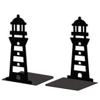 Peacoblue Metal Bookends for Shelves, Modern Decorative Heavy Duty Study Book Support Stoppers for Office, Desk, Shelf, Room 5.3"x4.3"x7.9" Cast Iron Simple Tall Bookends, 1 Pair (Lighthouse) - style: Lighthouse