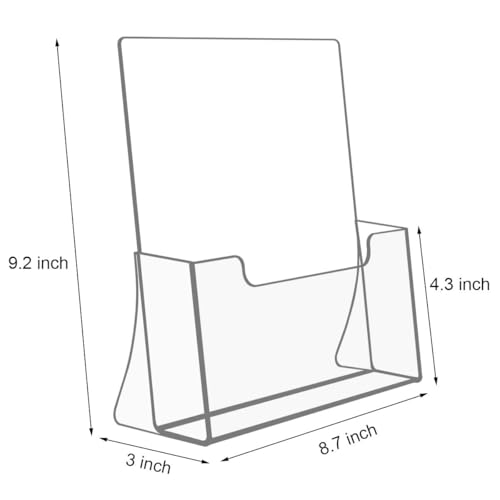 NIUBEE Acrylic Brochure Holder 8.5 x 11 inches 2 Pack, Clear Acrylic Literature Holder Plastic Flyer Display Stand, Acrylic Countertop Organizer for Magazine, Pamphlet, Booklets, Menu, Journals - size: 8.5" x 11", style: 2 Pack