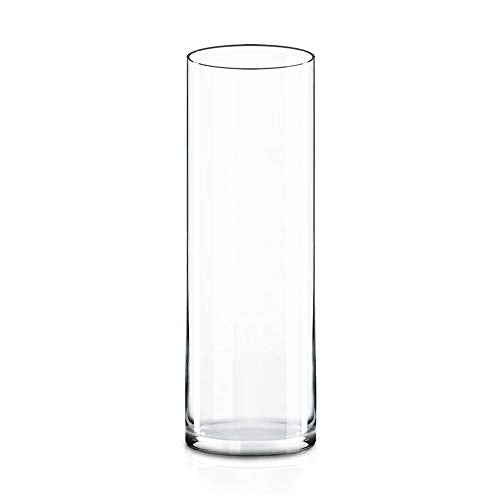 CYS EXCEL Cylinder Clear Glass Vase (H:20" D:6") | Multiple Size Choices Glass Flower Vase Centerpieces | Hurricane Floating Candle Holder Vase - size: H-20" D-6"