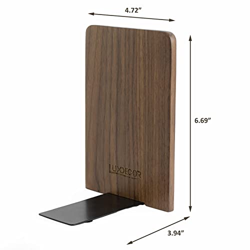 Large Bookend Hold Heavy Books- 7x4x5in 3 Pack Wood Bookends for Heavy Books Heavy Duty Walnut Book Ends for Men Wood Bookends for Office Desk Non-Skid - color: Walnut-s-3pair