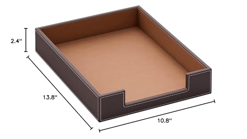 Leather Letter Tray, Thipoten Elegant Desk Organizer for Office Supplies, Mail, Paper, File, Magazine, Perfect Office Organization for Desktop(Brown) - color: Brown