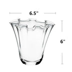 CYS EXCEL Clear Glass 3D Flower with Ruffle Rim Wavy Bouquet Trumpet Vase Unique Modern Home Décor Centerpieces Hurricane Floating Candle Holder
