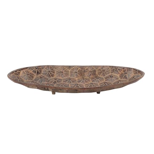 Tom’s Croc Tray – Handmade Oval Metal Decorative Tray with Crocodile Texture – Vintage Aluminum Tray for entryway, Coffee Table, or Home Decor - Chocolate 14" - color: Tobacco, size: 14" x 7" x 1.6"