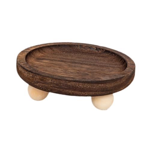 Vaveren Wooden Riser Tray Holder Plate Organization Serving Pedestal Stand Jewelry Display for Cabinet Fireplace Kitchen Counter , 13cmx13cmx4.5cm - color: Round 13x4.5cm